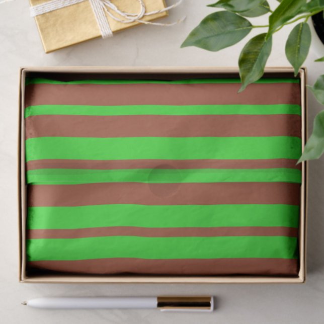 Green Brown Stylish Stripes Pattern Design  Tissue Paper (Creator Uploaded)
