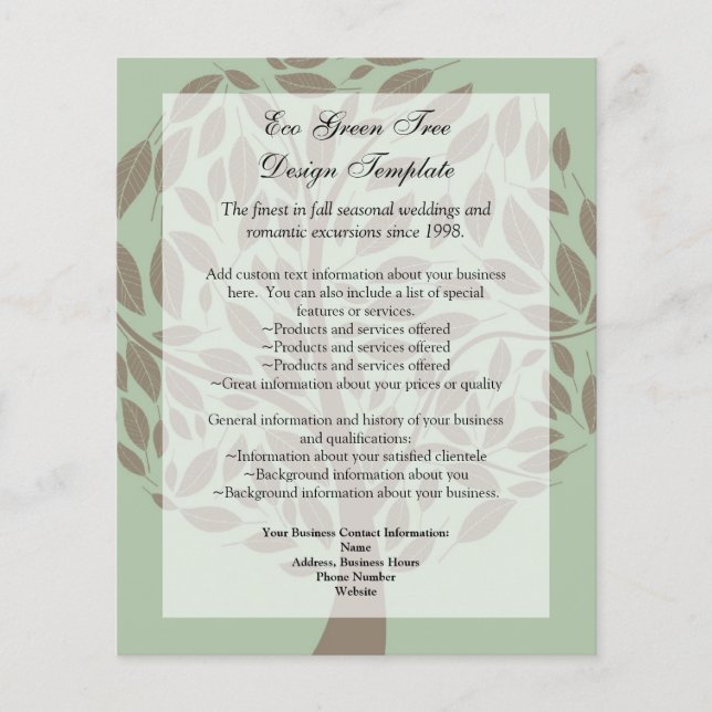 Green/Brown Stylized Eco Tree Recycled Paper Flyer (Front)