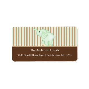 Green & Brown Sweet Baby Elephant Address Label