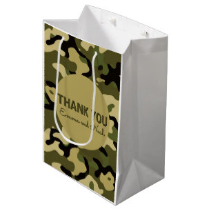 Green, Brown, Tan & Black Camouflage Thankyou Medium Gift Bag