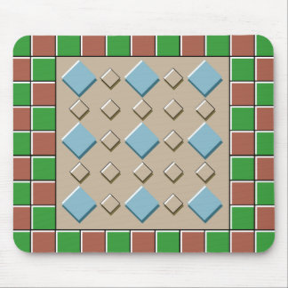 Green & Brown Tiles Pattern Mouse Pad