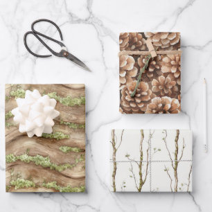 Green Brown Tree Wrapping Paper Sheet