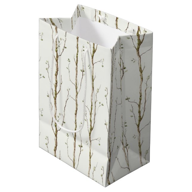 Green Brown Trees Bridal Shower Medium Gift Bag (Front Angled)