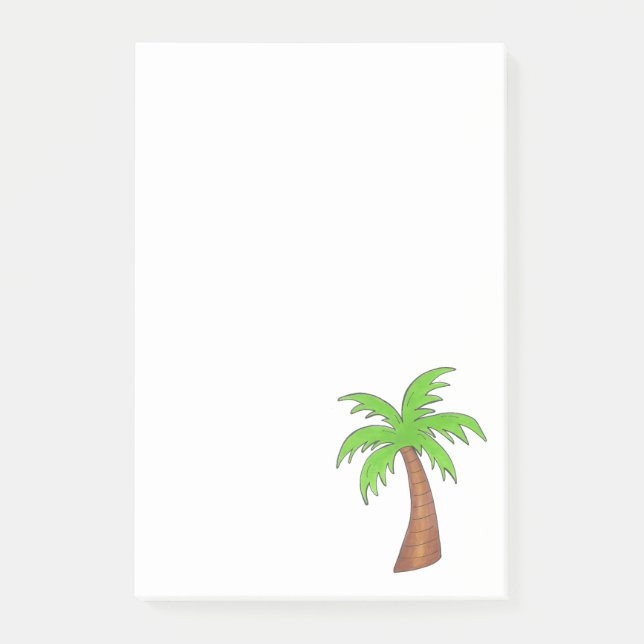 Green Brown Tropical Island Palm Tree Beach Vacay Post-it Notes (Front)
