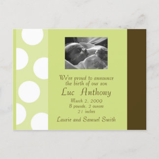 Green Brown White Dots Postcard (Customizable)