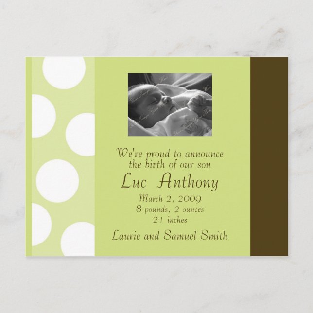 Green Brown White Dots Postcard (Customizable) (Front)