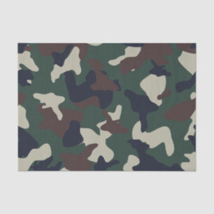 Green Brown woodland camo camouflage pattern Tissue Paper