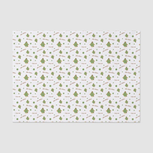 Green & Brown Yarn Chicken Patterned Tissue Paper (Front)