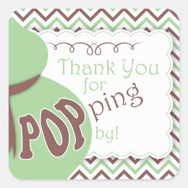 Green/BrownBelly Bump Baby Shower Favour Stickers (Front)