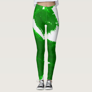 Green brush strokes leggings
