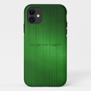 Green Brushed Aluminum Metal Look-Monogram iPhone 11 Case