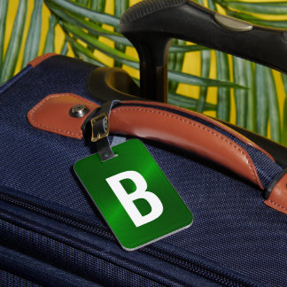 Green Brushed Metallic Monogram Initial Luggage Tag