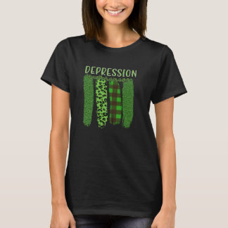Green Brushstroke Awareness Mental Health Depressi T-Shirt