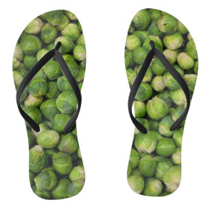 Green Brussels sprout vegetable pattern Flip Flops