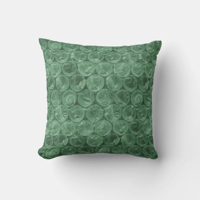 Green bubble wrap pattern throw pillow (Front)