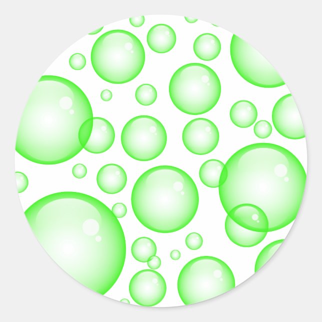 Green Bubbles Classic Round Sticker (Front)