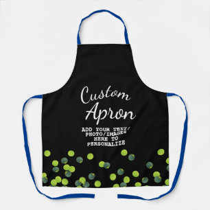 Green Bubbles on Black Premium Custom Personalized Apron