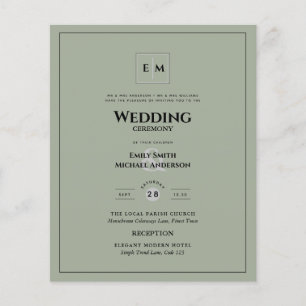 GREEN BUDGET Modern Elegant Classic Wedding Flyer