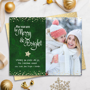 Green Budget Photo Days Merry Bright Script Card