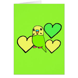 Green Budgie with Hearts
