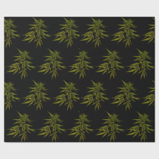 Green Buds on Black Personalized Wrapping Paper