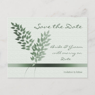 Green Buds Save the Date Postcard