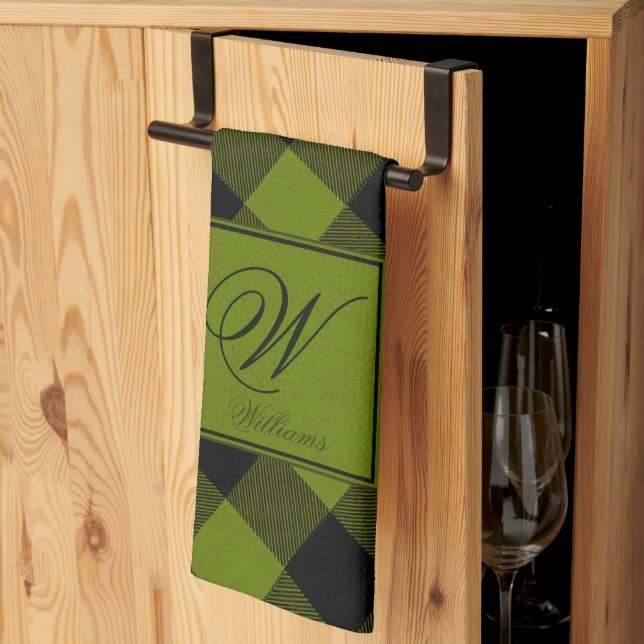 Green Buffalo Check Garden Kitchen Towel (Thirds Fold)