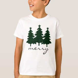 Green Buffalo Check Pine Trees T-Shirt