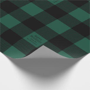 Green Buffalo Check Plaid Personalized Holiday Wrapping Paper