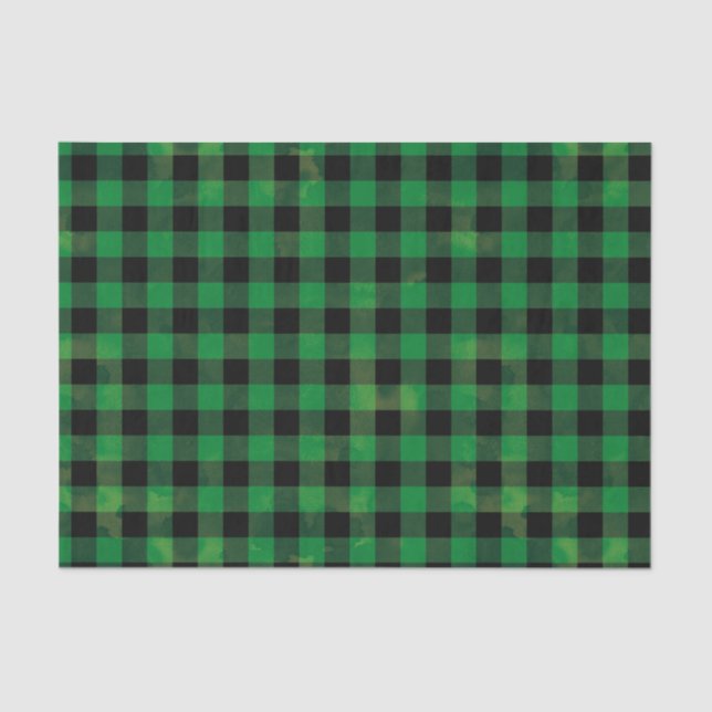 Green Buffalo Check with Wash Texture Tissue Paper (Front)