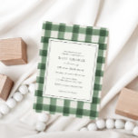 Green Buffalo Plaid Baby Shower Invitation<br><div class="desc">Baby Shower invitation featuring a hand painted green and white buffalo plaid pattern.  Customize with your information for the mom to be. Click "click to customize further" to change the font style,  size,  or colour.</div>