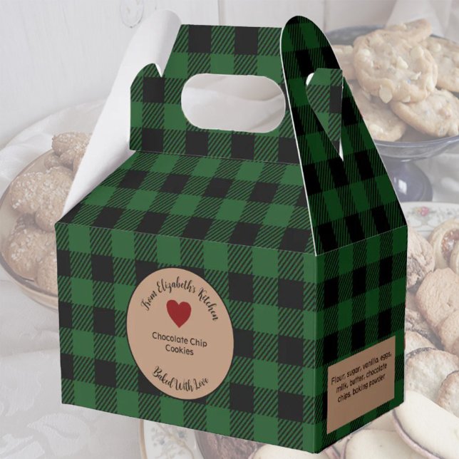 Green Buffalo Plaid Baked Gifts With Ingredients Favor Box (Creator Uploaded)