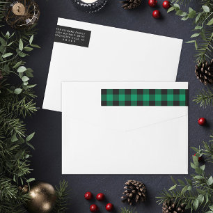 Green Buffalo Plaid Christmas Family Holiday Wrap Around Label