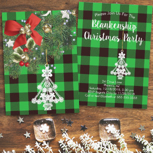Green Buffalo Plaid Custom Christmas Tree  Holiday Card