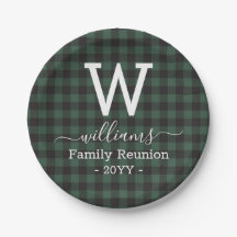 Green Buffalo Plaid Family Reunion Monogrammed