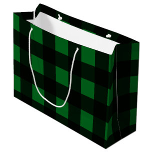 Green Buffalo Plaid Large Gift Bag