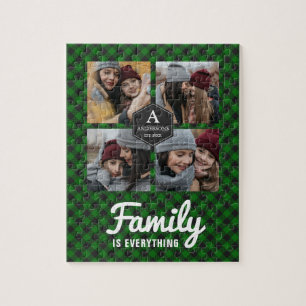 Green Buffalo Plaid Lumberjack Photo Collage Jigsaw Puzzle