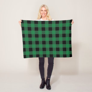 Green Buffalo Plaid Pattern Fleece Blanket