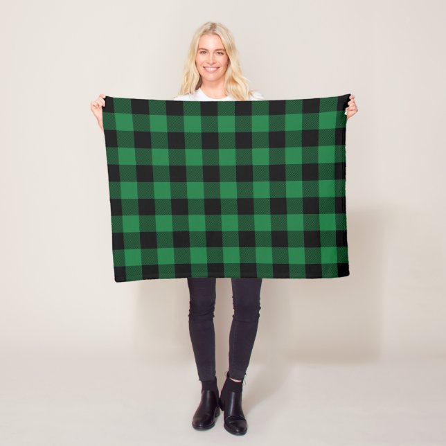 Green Buffalo Plaid Pattern Fleece Blanket (In Situ)