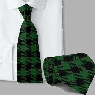 Green Buffalo Plaid Pattern Winter Theme Tie