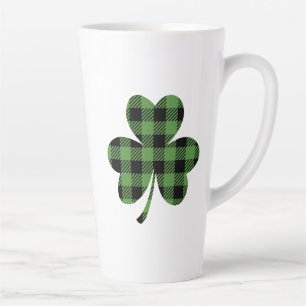 Green Buffalo Plaid Shamrock Clover Design-61104 Latte Mug