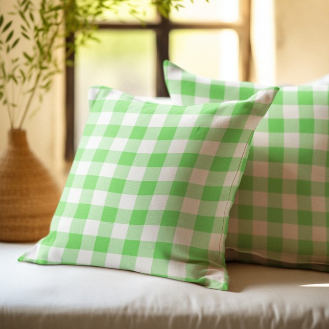 Green Buffalo Plaid Throw Pillow (Creator Uploaded)