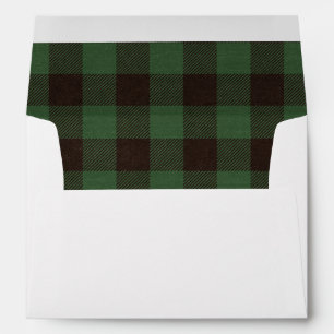 Green Buffalo Plaid with Joyful Script and Address Envelope