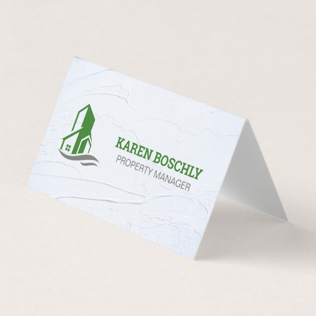 Green Building Icon Business Card (Front)