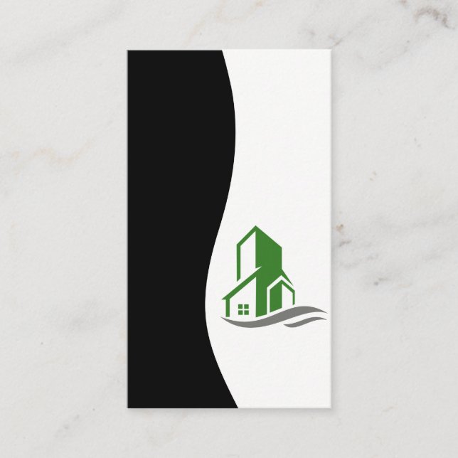 Green Building Icon Business Card (Front)