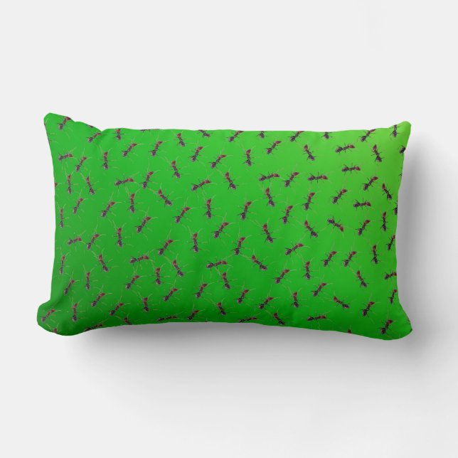 Green Bull Ants Swarming,    Lumbar Pillow (Front)