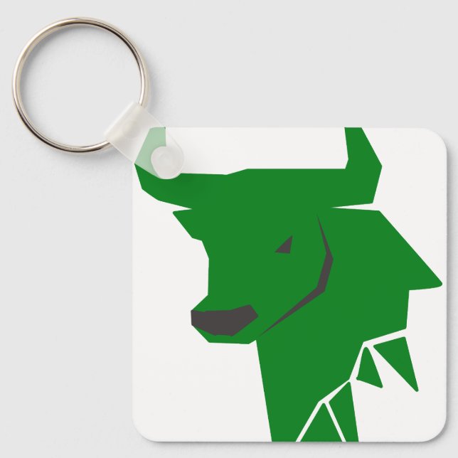 Green Bull Zodiac Keychain – Minimal Taurus  (Front)