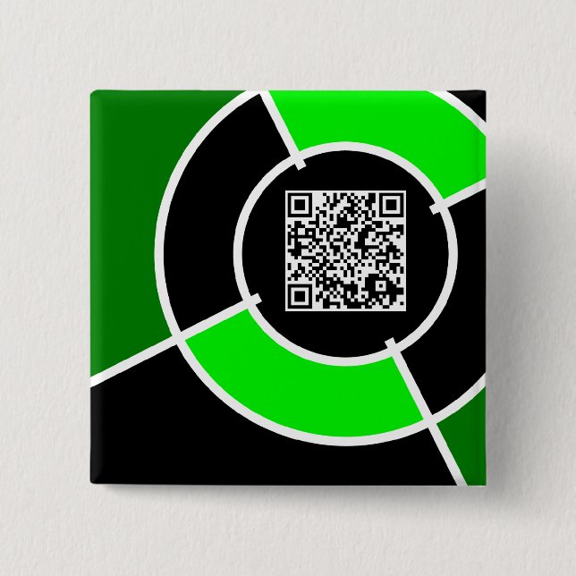 green bullseye QR code 2 Inch Square Button (Front)
