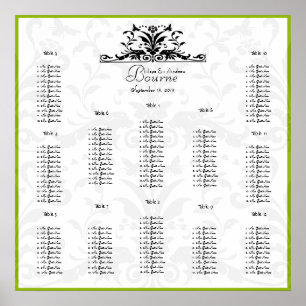Green Bumble Bee Damask-you choose border color Poster