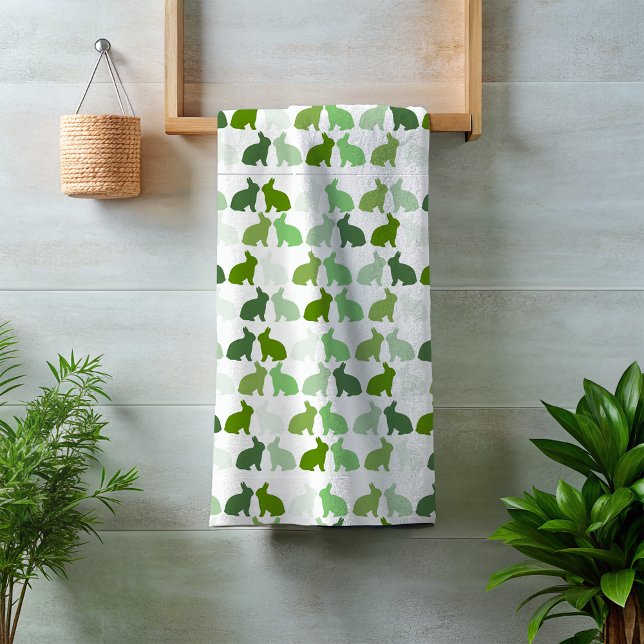 Green Bunny Easter Spring Bunnies Rabbit Bath Towel Set (Creator Uploaded)